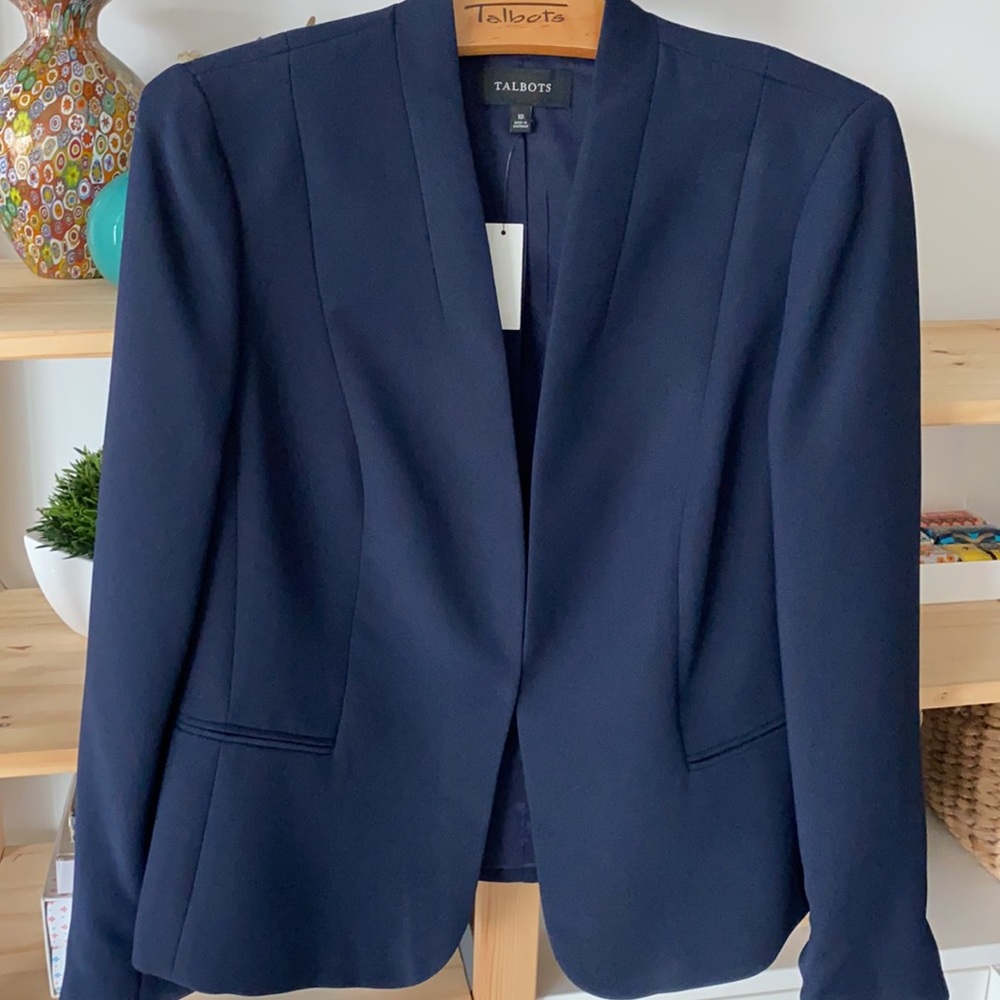 NWT Classic Talbots Blazer Dark Navy Blue Size 10